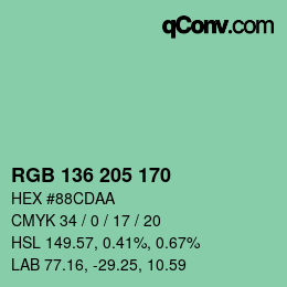 Color code: RGB 136 205 170 | qconv.com