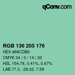 Color code: RGB 136 205 176 | qconv.com