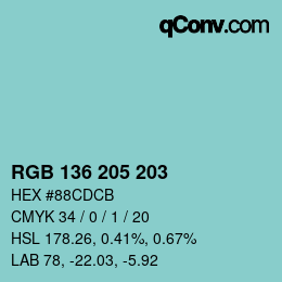 Color code: RGB 136 205 203 | qconv.com