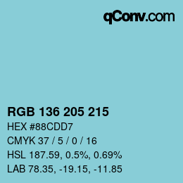 Color code: RGB 136 205 215 | qconv.com
