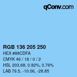 Color code: RGB 136 205 250 | qconv.com