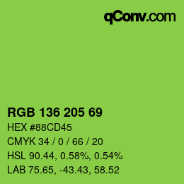 Color code: RGB 136 205 69 | qconv.com