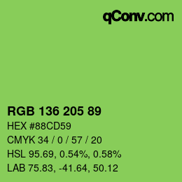 Color code: RGB 136 205 89 | qconv.com