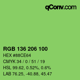 颜色代码: RGB 136 206 100 | qconv.com