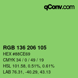Color code: RGB 136 206 105 | qconv.com