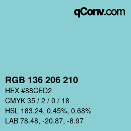 Color code: RGB 136 206 210 | qconv.com