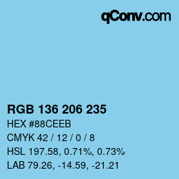 Color code: RGB 136 206 235 | qconv.com