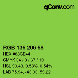 Color code: RGB 136 206 68 | qconv.com