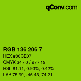 Color code: RGB 136 206 7 | qconv.com