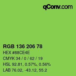 Color code: RGB 136 206 78 | qconv.com