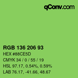 Color code: RGB 136 206 93 | qconv.com