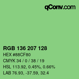 カラーコード: RGB 136 207 128 | qconv.com