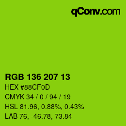 Color code: RGB 136 207 13 | qconv.com