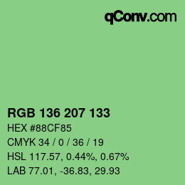 Color code: RGB 136 207 133 | qconv.com