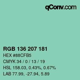 Color code: RGB 136 207 181 | qconv.com