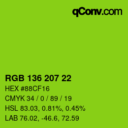 Color code: RGB 136 207 22 | qconv.com