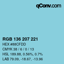 Color code: RGB 136 207 221 | qconv.com
