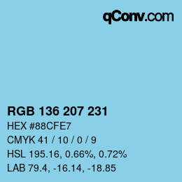 Color code: RGB 136 207 231 | qconv.com