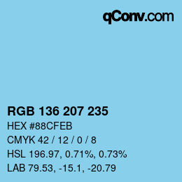 Color code: RGB 136 207 235 | qconv.com