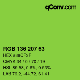 Color code: RGB 136 207 63 | qconv.com