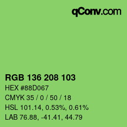 カラーコード: RGB 136 208 103 | qconv.com