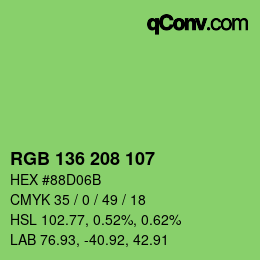 Color code: RGB 136 208 107 | qconv.com