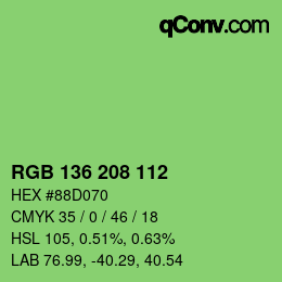 Color code: RGB 136 208 112 | qconv.com