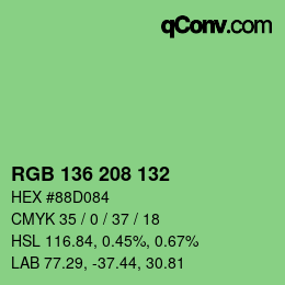 Color code: RGB 136 208 132 | qconv.com