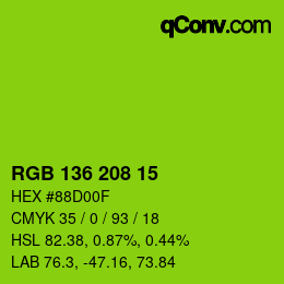 Color code: RGB 136 208 15 | qconv.com