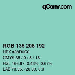 Color code: RGB 136 208 192 | qconv.com