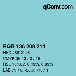 Color code: RGB 136 208 214 | qconv.com