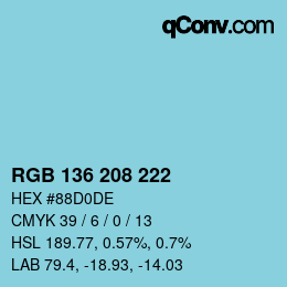 Color code: RGB 136 208 222 | qconv.com