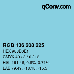 Color code: RGB 136 208 225 | qconv.com