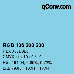 Color code: RGB 136 208 230 | qconv.com