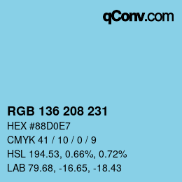 Color code: RGB 136 208 231 | qconv.com