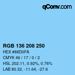 Color code: RGB 136 208 250 | qconv.com