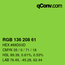 Color code: RGB 136 208 61 | qconv.com