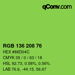 Color code: RGB 136 208 76 | qconv.com