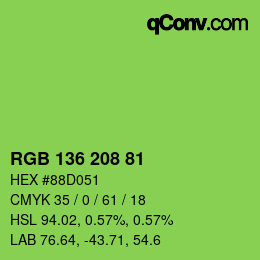 Color code: RGB 136 208 81 | qconv.com