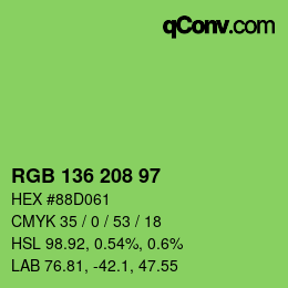 Color code: RGB 136 208 97 | qconv.com