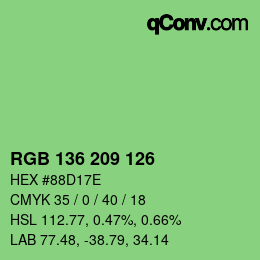 Color code: RGB 136 209 126 | qconv.com