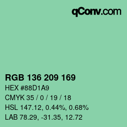 Color code: RGB 136 209 169 | qconv.com
