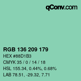 Color code: RGB 136 209 179 | qconv.com