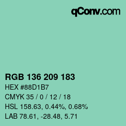 Color code: RGB 136 209 183 | qconv.com