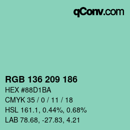 Color code: RGB 136 209 186 | qconv.com