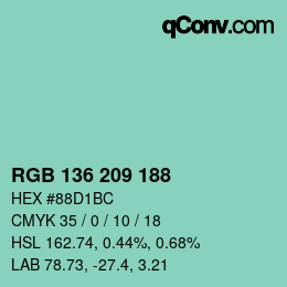 Color code: RGB 136 209 188 | qconv.com
