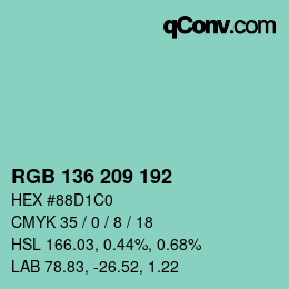 Color code: RGB 136 209 192 | qconv.com
