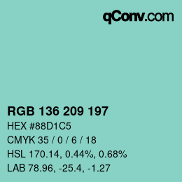 Color code: RGB 136 209 197 | qconv.com