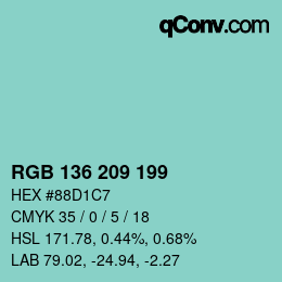 Color code: RGB 136 209 199 | qconv.com