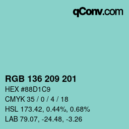 Color code: RGB 136 209 201 | qconv.com